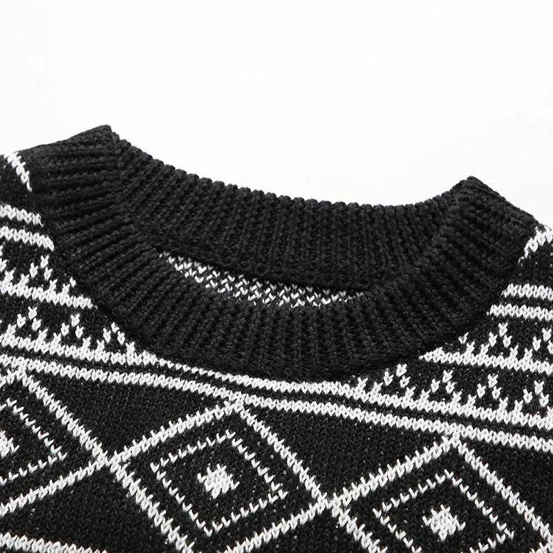 New Trendy Casual Jacquard Knitted Loose Pullover Sweater unisex - EX-STOCK Canada