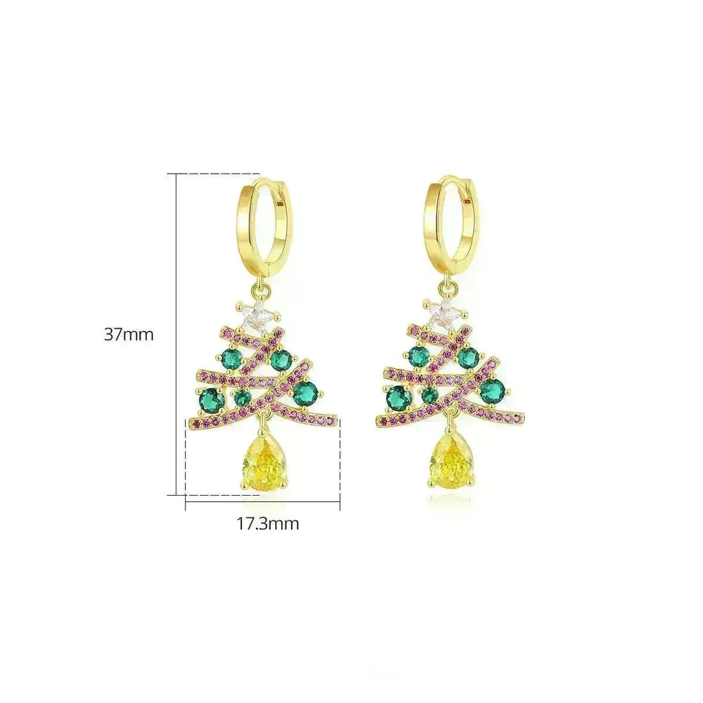 New Christmas Tree Earrings With Colorful Rhinestones Fashion Personality Shining Earrings Gift For Women Jewelry - EX-STOCK CANADA