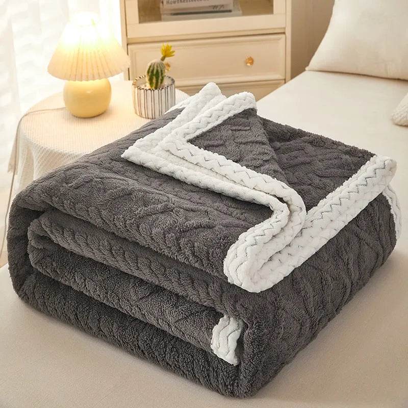 Blanket Double Thickened Warm Coral Fleece Sofa Winter Blanket - EX-STOCK Canada