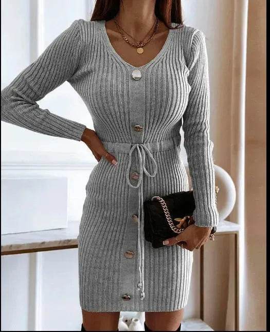 Autumn Winter Cashmere Slim fit Knitted Mini Sweater Dress - EX-STOCK Canada