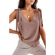 Bowknot Tie Up V-neck top Women Summer Sleeveless Blouse Tops - EX-STOCK CANADA