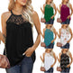 Elegant Women Casual Sleeveless Summer lace cotton Halter neck blouse top - EX-STOCK CANADA