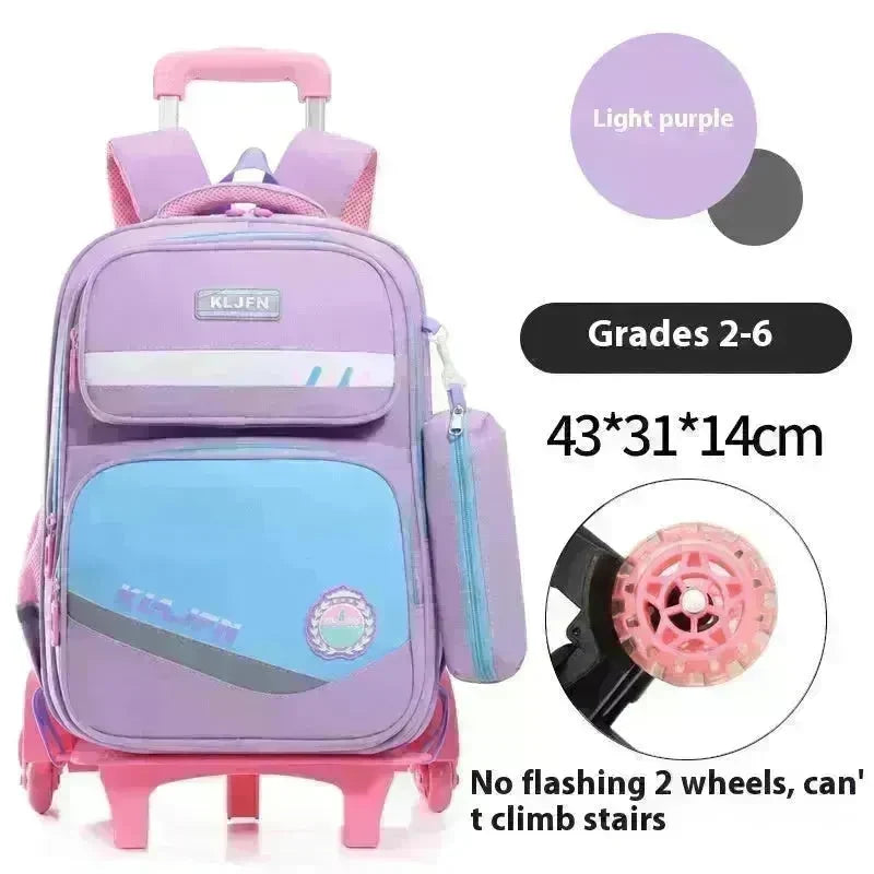 Portable Burden Alleviation Bull Wheel Trolley Schoolbag Bookbag for Boy and Girl - EX-STOCK CANADA