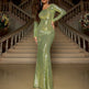 Slim Fit  Long Sleeve Backless Party dress Sequined Evening Dress - EX-STOCK CANADA