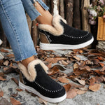 Plus Size Fleece-lined Thicker Raw Edge Warm Flat Bottom Plush Winter boot Shoes for women - EX-STOCK Canada