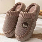 Plus Size Colorblock Plush Slippers For Women Men Winter Warm Home Slipper Indoor Thick-soled Fleece Shoes Couple - EX-STOCK Canada