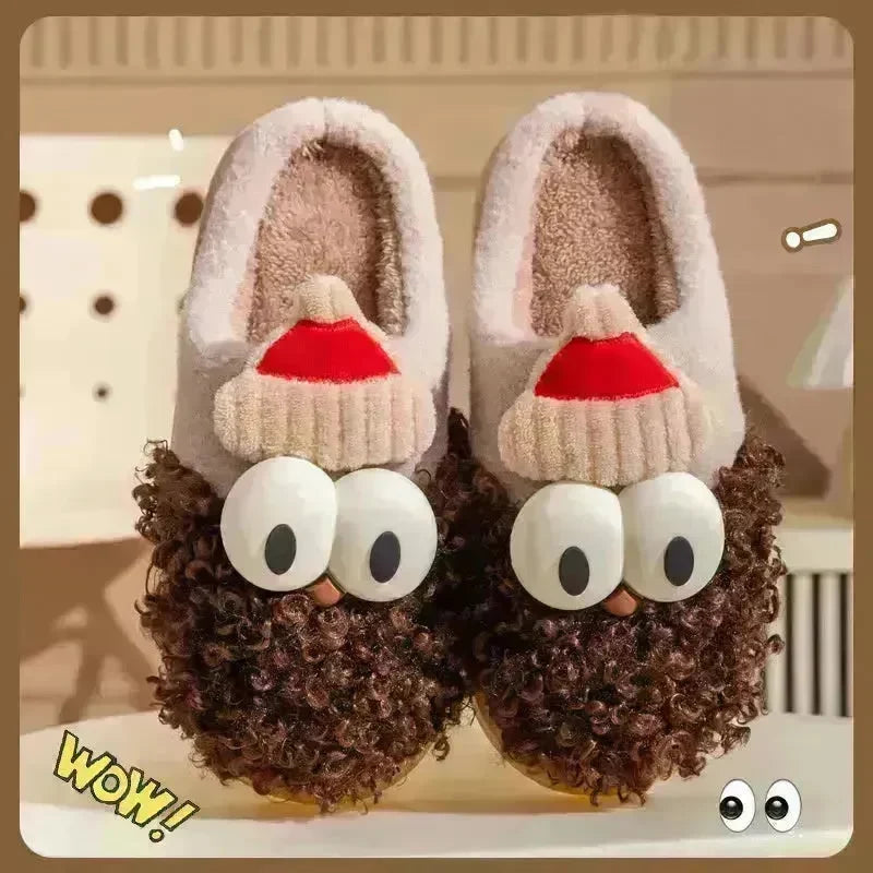 Cartoon Bearded Santa Claus Slippers Home Warm Non-slip Plush   Cotton Shoes Christmas Couple Floor Bedroom Slipper Women Men - EX-STOCK CANADA