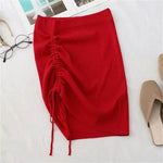 Hot Girl Hip Skirt Design High Waist With Straps Stretch Knitted Women's Mini Drawstring Split Skirt - EX-STOCK Canada