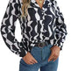 Commuting Elegant Contrast Color Striped Suit Collar Long Sleeve Shirt Formal Top for Women Office Wear Top - EX-STOCK CANADA