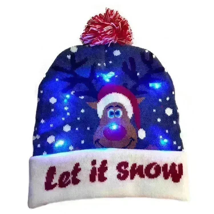 LED Christmas Hat Sweater Knitted Beanie Christmas Light Up Knitted Hat Christmas Gift  Kids Xmas New Year Decorations - EX-STOCK CANADA
