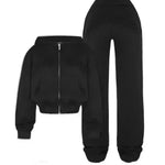 Ins Letter Sports Suit Zip-up Hooded Cropped Sweatshirt  jogging  pant tracksuit Fashion Womens Clothing Two piece joggers - EX-STOCK CANADA