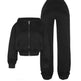 Ins Letter Sports Suit Zip-up Hooded Cropped Sweatshirt  jogging  pant tracksuit Fashion Womens Clothing Two piece joggers - EX-STOCK CANADA
