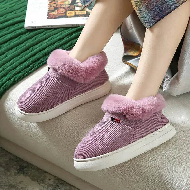 Winter Plush Cotton Shoes For Men And Women Cozy Fluffy Corduroy House Slippers Warm Slip On Fleece House Shoes - EX-STOCK Canada