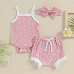 Casual Newborn Baby girl Romper suit with head bowtie headband Two piece for newborn baby girl - EX-STOCK Canada