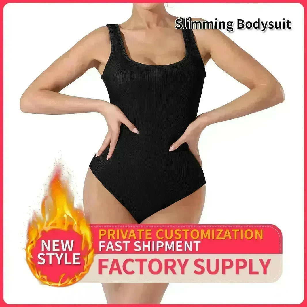 One piece Full body shaper Sleeveless Square neckline Bodysuit - EX-STOCK CANADA