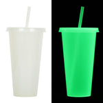 720ml Plastic Sippy Cup Halloween Luminous Straw Cup - EX-STOCK Canada