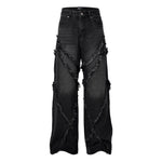Wash Distressed Stitching Baggy Jeans Pant With Whiskers Same Style For Men And Women - EX-STOCK Canada