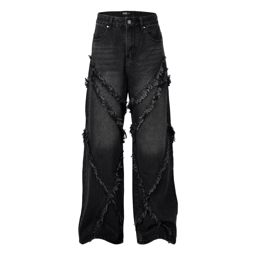 Wash Distressed Stitching Baggy Jeans Pant With Whiskers Same Style For Men And Women - EX-STOCK Canada