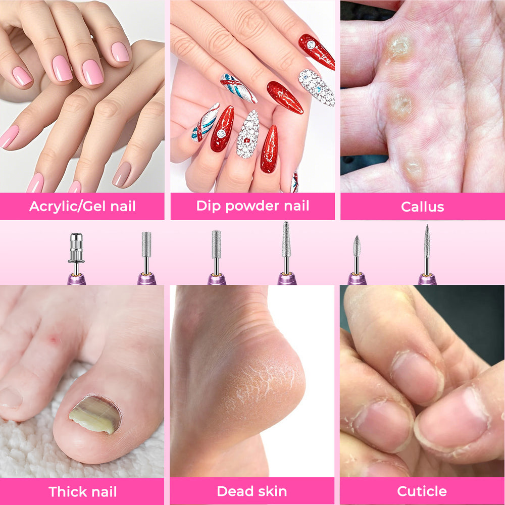 Perceuse à ongles électrique portable, kit de lime à ongles professionnel pour acide acrylique, gel pour ongles, coupe des ongles avec perceuse à ongles, bande abrasive pour pédicure, or roseEX-STOCK Canada 