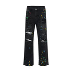 Ripped Paint Wide-leg Denim Trousers For Men Jeans - EX-STOCK CANADA