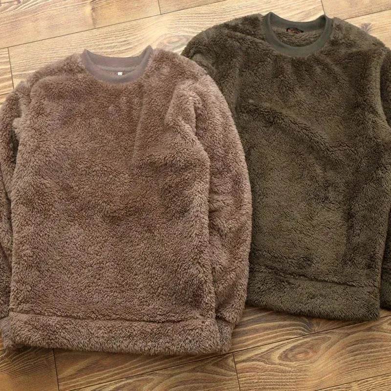 Autumn And Winter Plush Fuzzy Crewneck Pullover top for male - EX-STOCK Canada