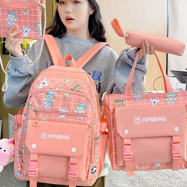Backpack Primary School Girls Schoolbag Women's Four-piece Set EX-STOCK