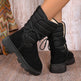 New Chunky Heel Mid-tube Snow Boots Winter Warm Fleece Boot With Lace-up Design Fashion Casual Shoes For Women - EX-STOCK Canada