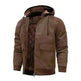 Men's Leather Jacket Men Motorcycle Removable Hood - EX-STOCK CANADA