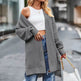 Solid color Loose Cashmere Long Cardigan sweater Jacket for women - EX-STOCK Canada