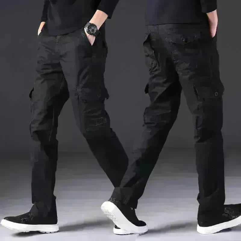 Overalls Men's Outdoor Casual Trousers Pure Cotton Straight Loose Multi-pocket Cargo Pant - EX-STOCK CANADA