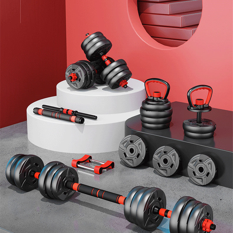 Équipement de fitness pour homme, barre avec haltères recouverte de caoutchouc, réglable 