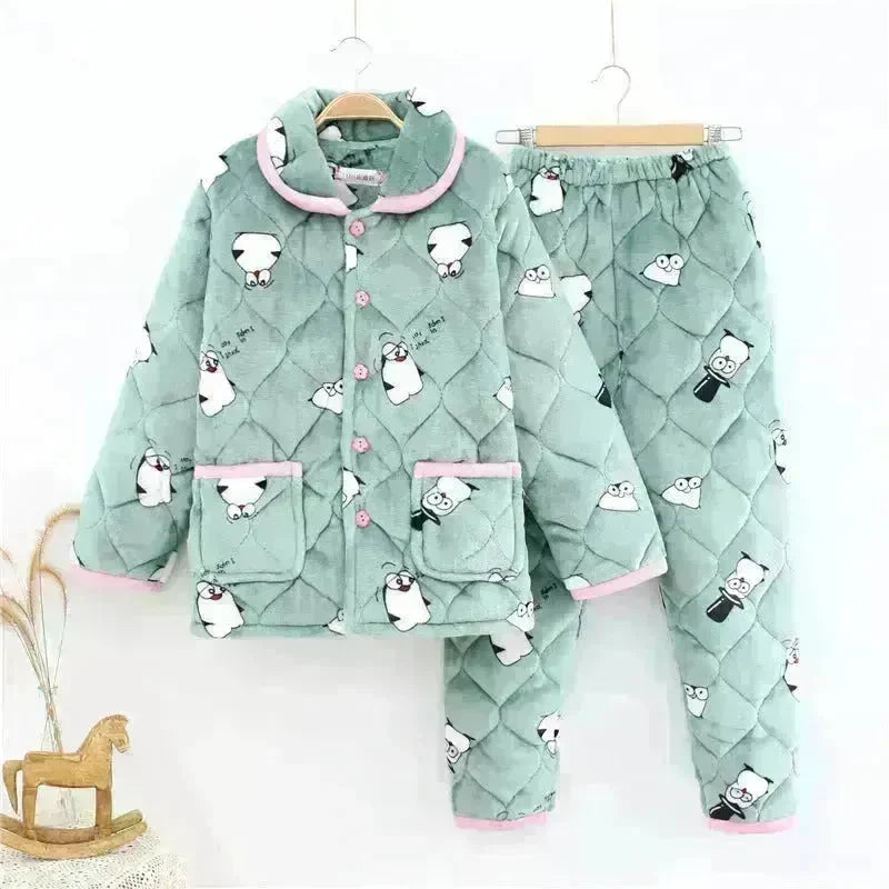 Plus Velvet Coral Winter Outfit Can Be Worn Outside Winter and Autumn  pajamas and Sleepwear Loungewear - EX-STOCK CANADA