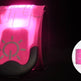 Pink reflective safety vest with a light symbol on a black background