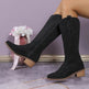 Women's Retro Pointed Toe Chunky Heel Solid Color Side Zipper Mid-calf Cowboy Boot - EX-STOCK Canada