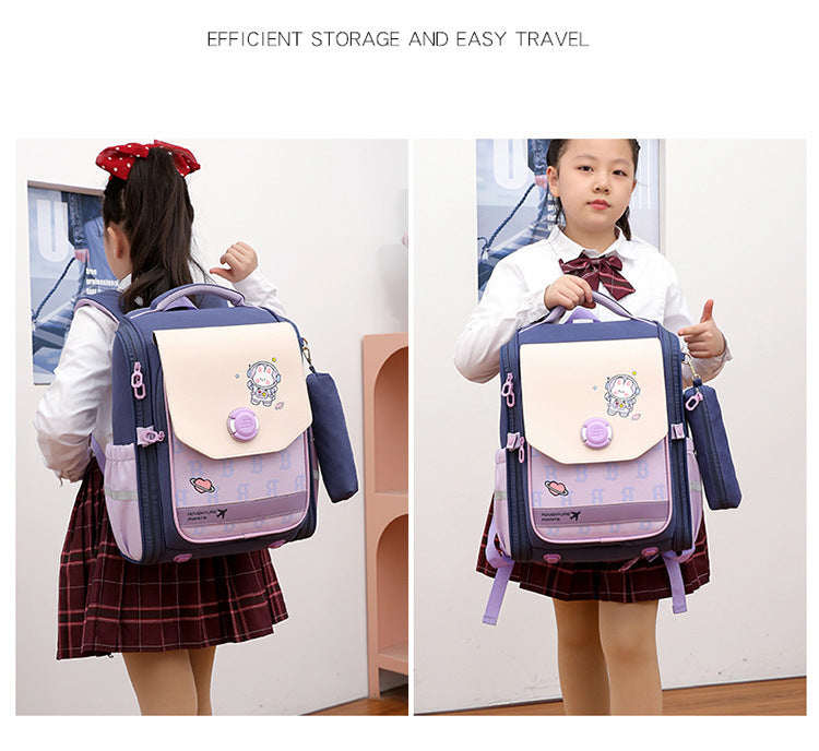 One Piece Dropshipping Primary School Student Schoolbag Boys And Girls Burden Reduction Spine Protection EX-STOCK