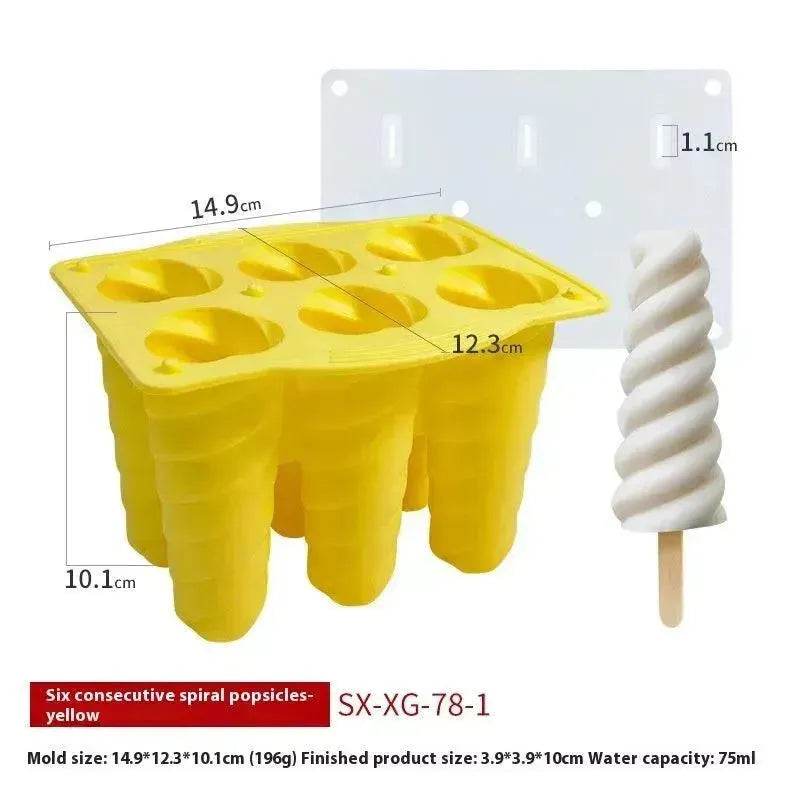 6-piece Spiral Ice Cream Silicone Food Grade Mold - EX-STOCK Canada