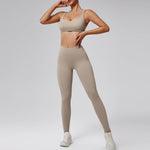 Quick-drying Nude Feel Running Sports Workout Yoga Clothes 2pcs set Long sleeve Crop top and High Waist Pant - EX-STOCK Canada