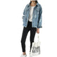 Unisex Casual Loose Wash Water Outwear Frayed Denim Jacket - EX-STOCK CANADA
