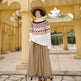 Corduroy Ethnic Style Fur Ball Stitching Brown High Waist Tassel Versatile Maxi Skirt - EX-STOCK Canada