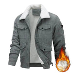 Winter Lapel Fleece Jacket With Pockets Warm Thicken Cotton Coat Men's Clothing - EX-STOCK Canada
