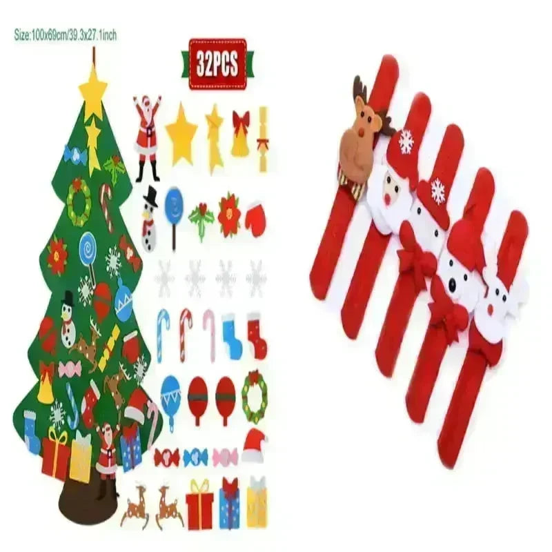 DIY Felt Christmas Tree New Year Toddler Kids Handmade Gift Toys Door Wall Hanging Ornaments Holiday Party Home Decor Set - EX-STOCK CANADA