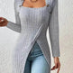 Fall and Winter Square Neck Cashmere Long Sleeve Tunic top - EX-STOCK Canada