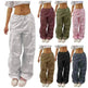 Casual Cargo Pants For Women Solid Color Drawstring Pocket Design Fashion Street Trousers Girls - EX-STOCK CANADA