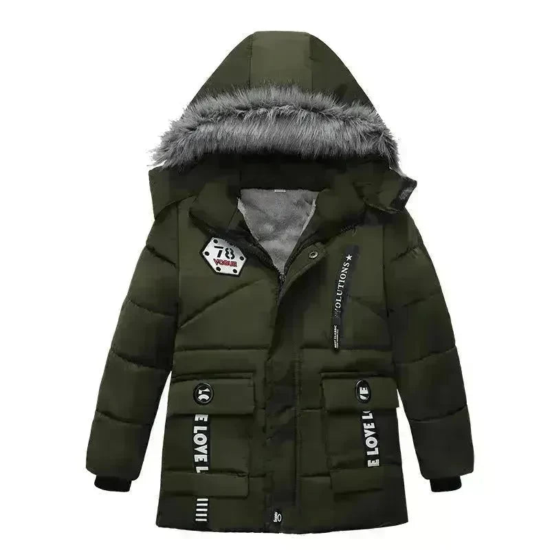 Fashion Boys Thicken Letter Print Hooded Cotton Jacket - EX-STOCK CANADA