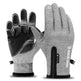 Gray gloves with black accents on a white background