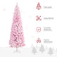 6 FT Snow Flocked Artificial Christmas Tree, Pencil Xmas Tree With Realistic Branches, Auto Open And Steel Base, Pink EX-STOCK Canada 