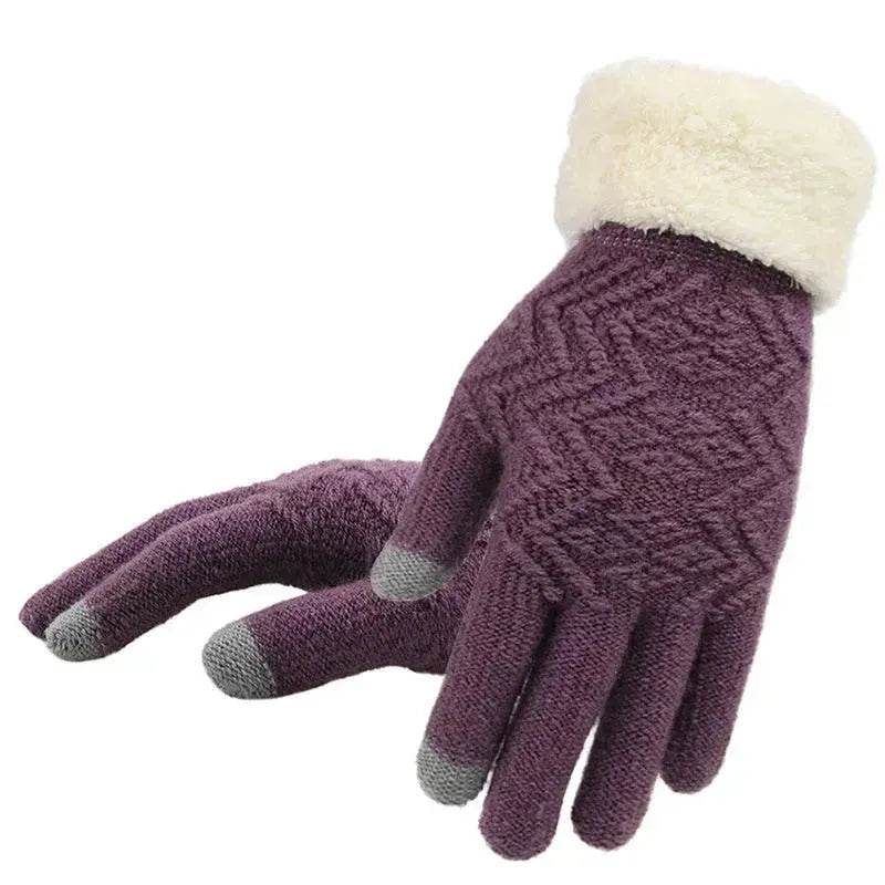 Winter knitted Woolen gloves Unisex thermal gloves faux fur gloves - EX-STOCK Canada