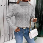 Women's Cable-knit Turtleneck Sweater - EX-STOCK Canada