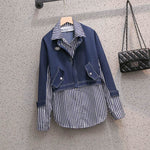 Casual Denim Jacket Fake Two-piece Suit Women EX-STOCK Canada 
