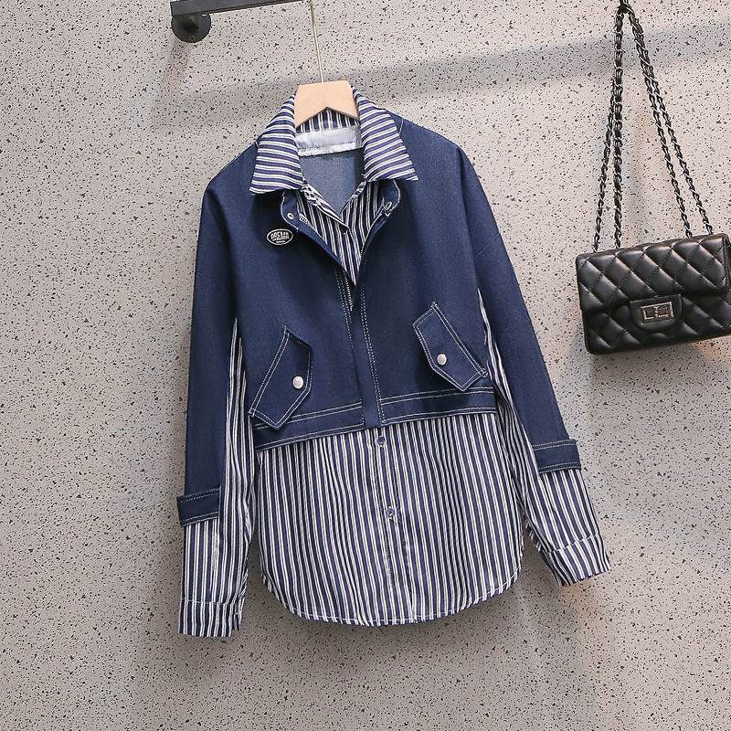 Casual Denim Jacket Fake Two-piece Suit Women EX-STOCK Canada 